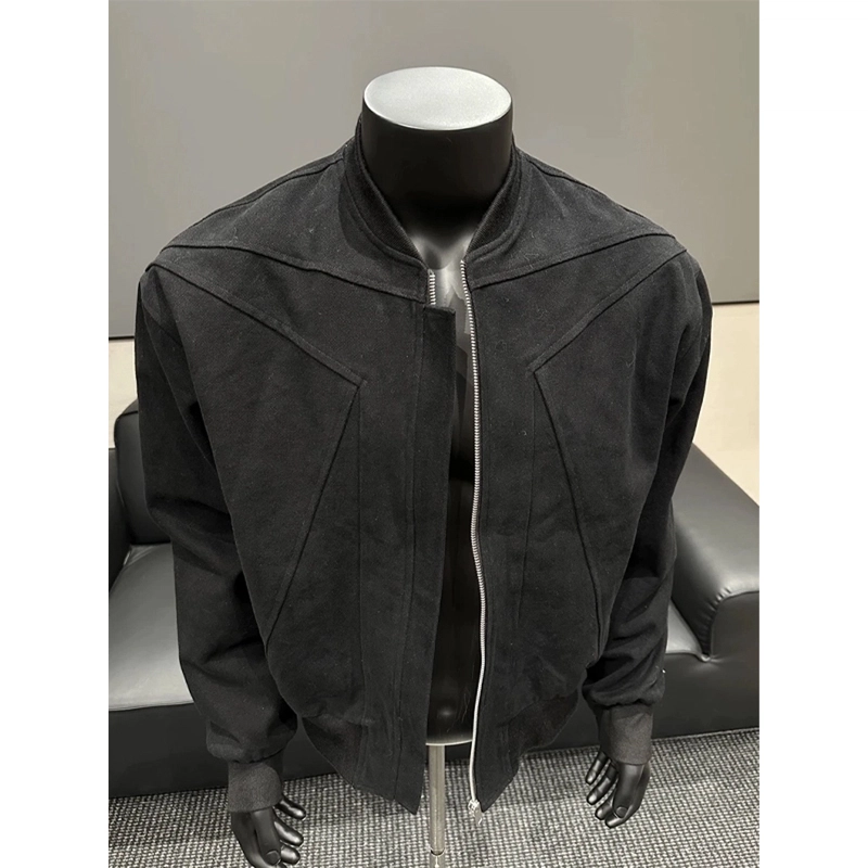 佑麟 秋季重磅倒三角正肩棒球服高级感外套红内拼接水洗帆布夹克 男女同款