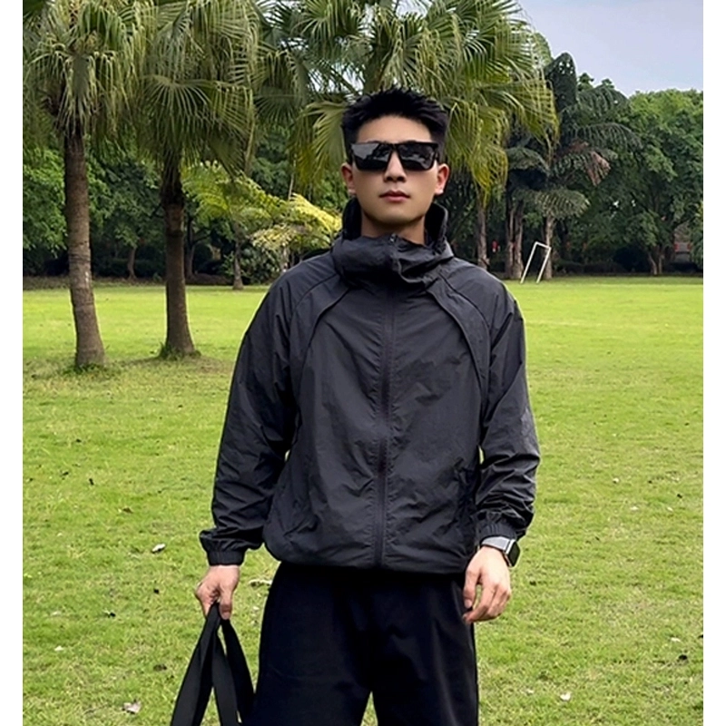 佑麟 美式户外速干冰丝防晒衣男夏季薄款凉感双拉链衣透气拼接防晒服外套 男女同款