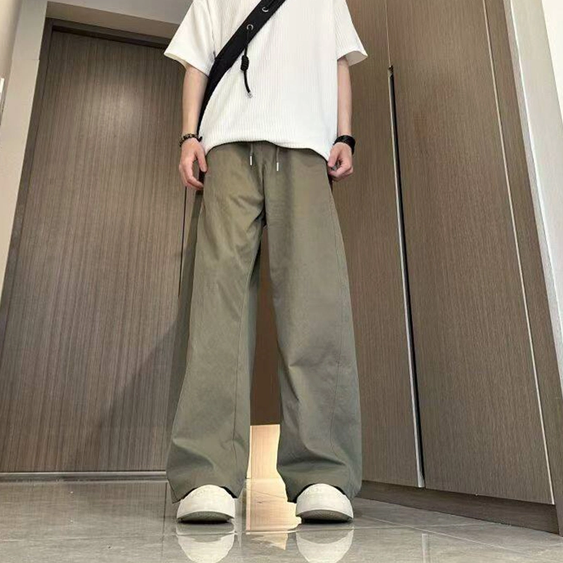 佑麟 美式冰丝弯刀裤夏季薄款斜切速干裤子宽松裤休闲裤 男女同款