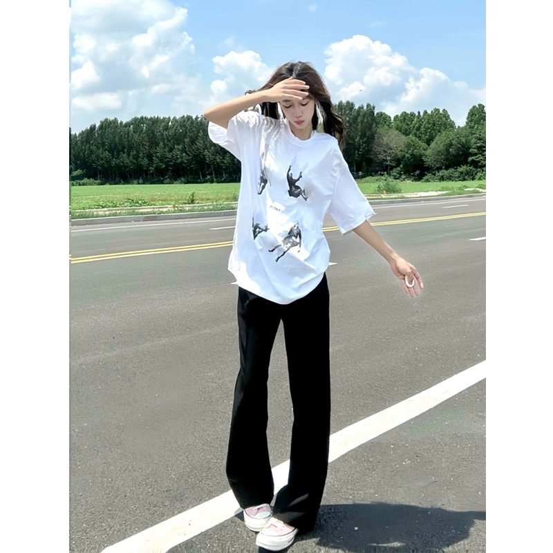 佑麟 直筒西裤薄款痞帅美式高街微喇百搭休闲裤 男女同款