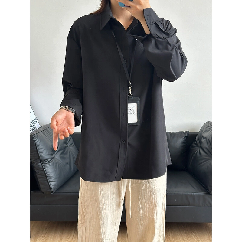 佑麟 冰丝薄款速干职场通勤穿搭日系内搭夏季长袖衬衫 男女同款
