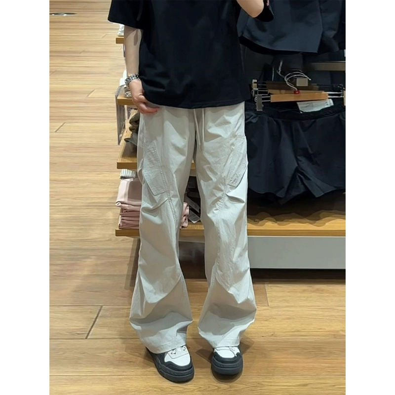 佑麟 速干伞兵工装裤夏季薄款美式弯刀裤子直筒褶皱休闲裤 男女同款