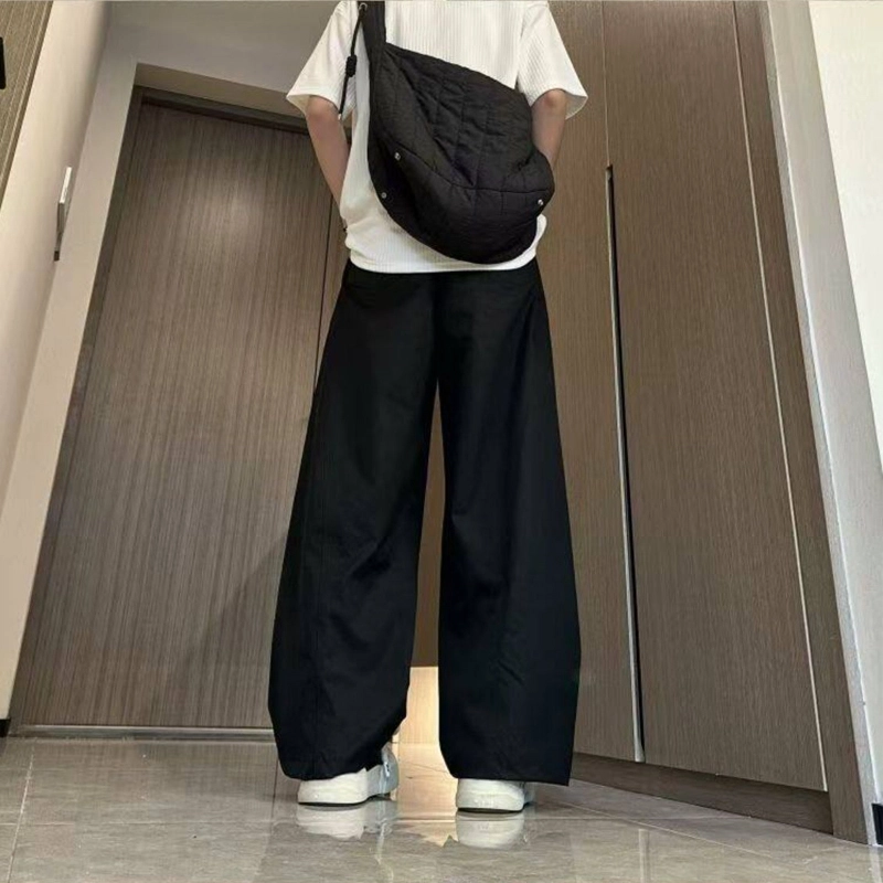 佑麟 美式冰丝弯刀裤夏季薄款斜切速干裤子宽松裤休闲裤 男女同款