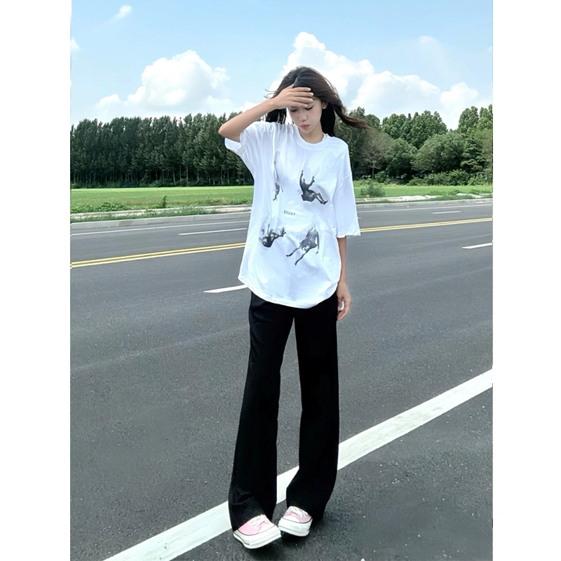 佑麟 直筒西裤薄款痞帅美式高街微喇百搭休闲裤 男女同款