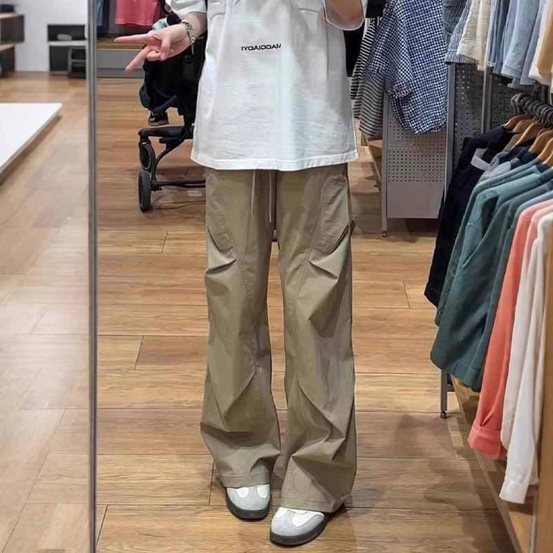 佑麟 速干伞兵工装裤夏季薄款美式弯刀裤子直筒褶皱休闲裤 男女同款
