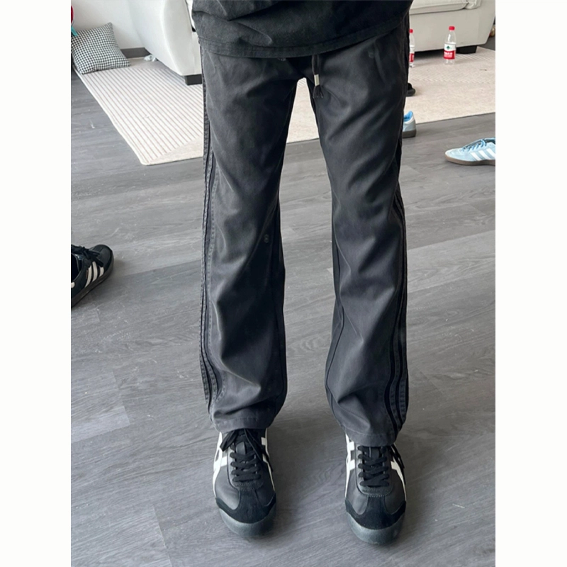 佑麟 条纹裤子美式三条杠潮牌直筒裤工装伐木阔腿运动长裤休闲裤 男女同款