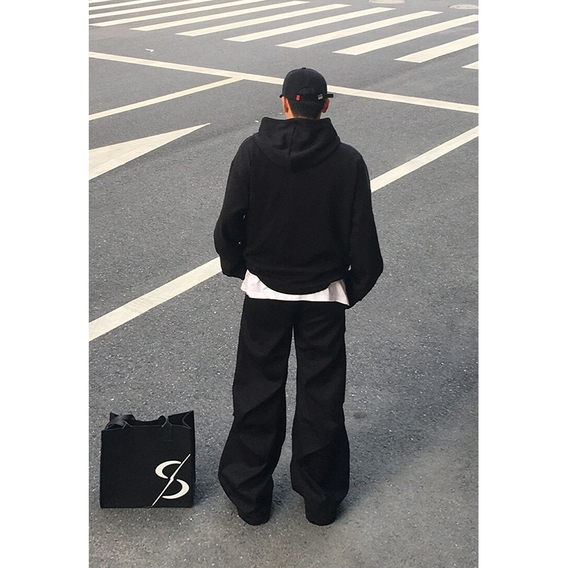佑麟 重磅连帽设计感社恐上衣美式廓形挺括帽衫卫衣 男女同款