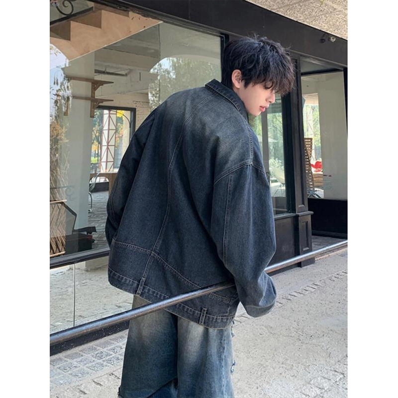 佑麟 设计感小众美式潮牌解构弯刀夹克长袖牛仔外套 男女同款