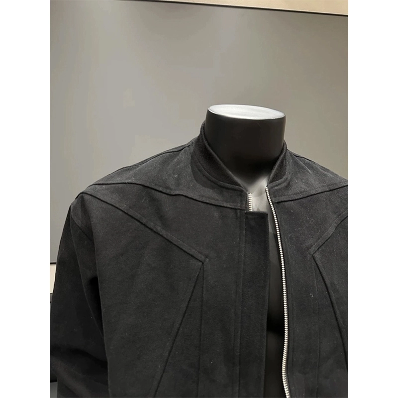 佑麟 秋季重磅倒三角正肩棒球服高级感外套红内拼接水洗帆布夹克 男女同款