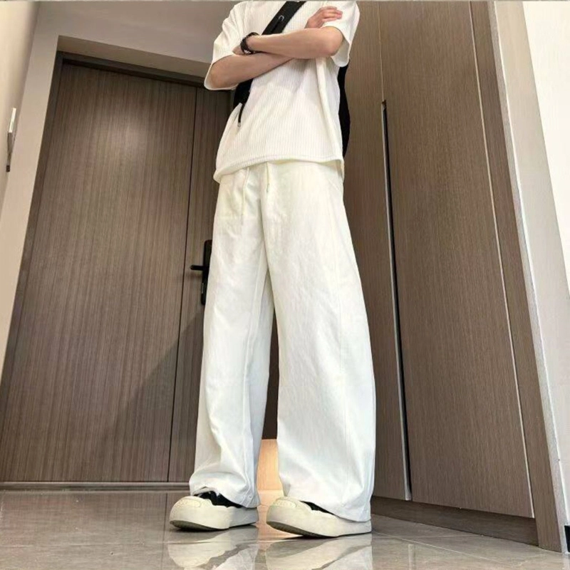 佑麟 美式冰丝弯刀裤夏季薄款斜切速干裤子宽松裤休闲裤 男女同款