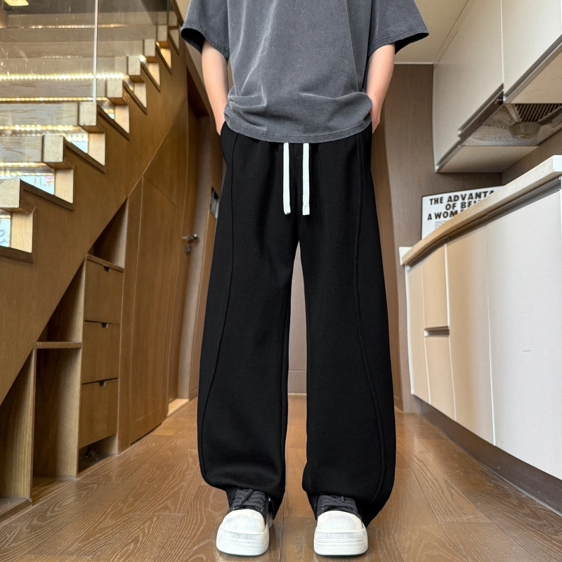 佑麟 重磅高街弯刀裤潮牌阔腿运动卫裤宽松休闲裤 男女同款