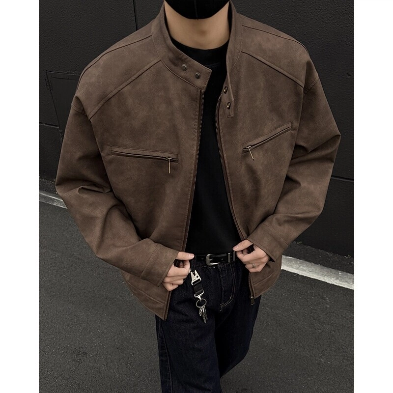 佑麟 美式复古春秋潮牌痞帅防风短款夹克外套 男女同款