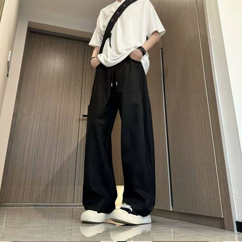 佑麟 美式冰丝弯刀裤夏季薄款斜切速干裤子宽松裤休闲裤 男女同款