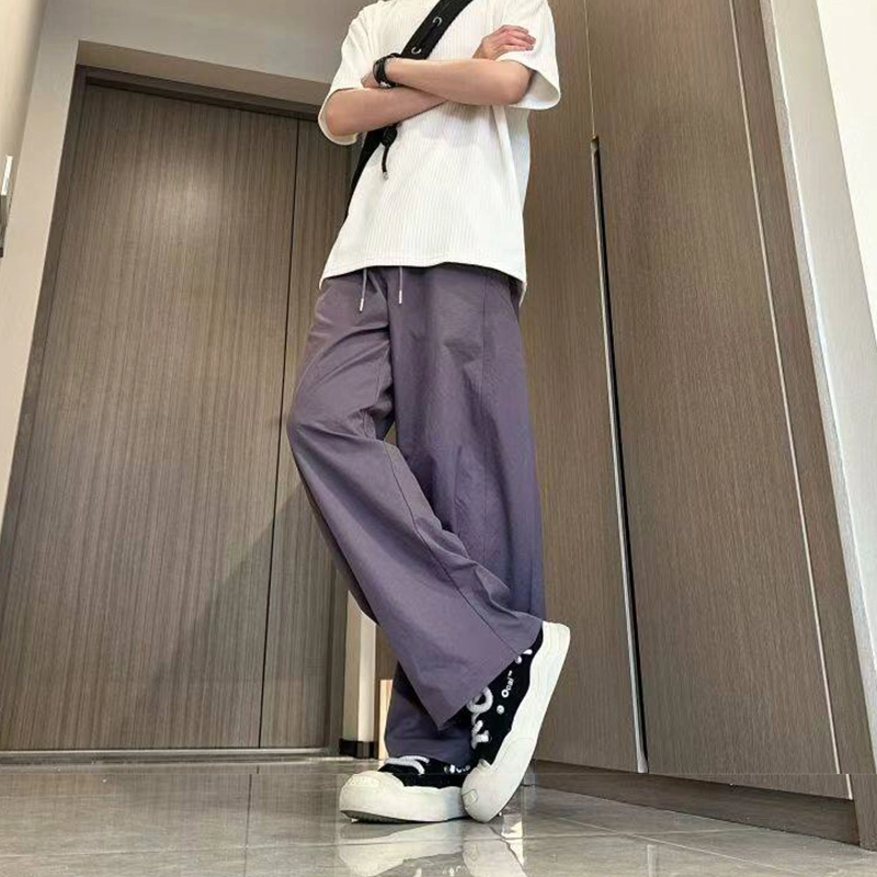 佑麟 美式冰丝弯刀裤夏季薄款斜切速干裤子宽松裤休闲裤 男女同款