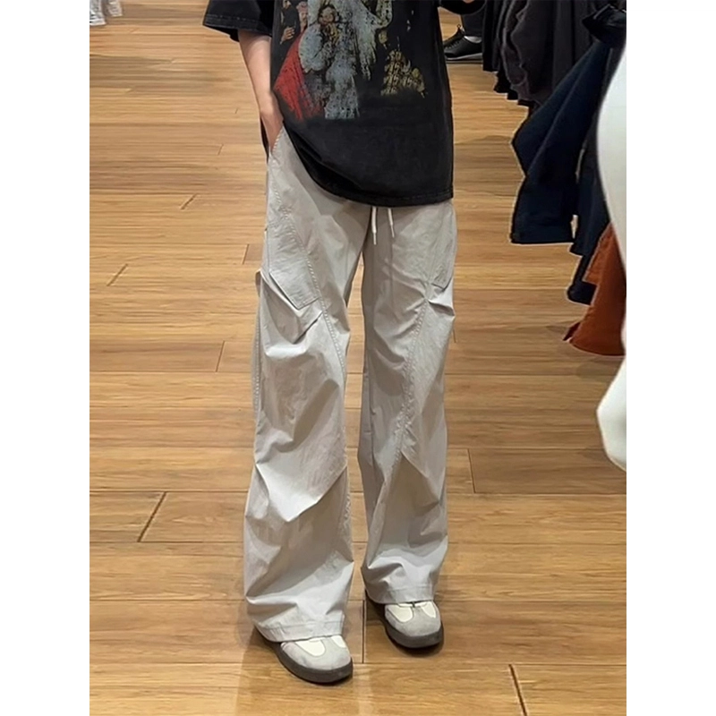 佑麟 速干伞兵工装裤夏季薄款美式弯刀裤子直筒褶皱休闲裤 男女同款
