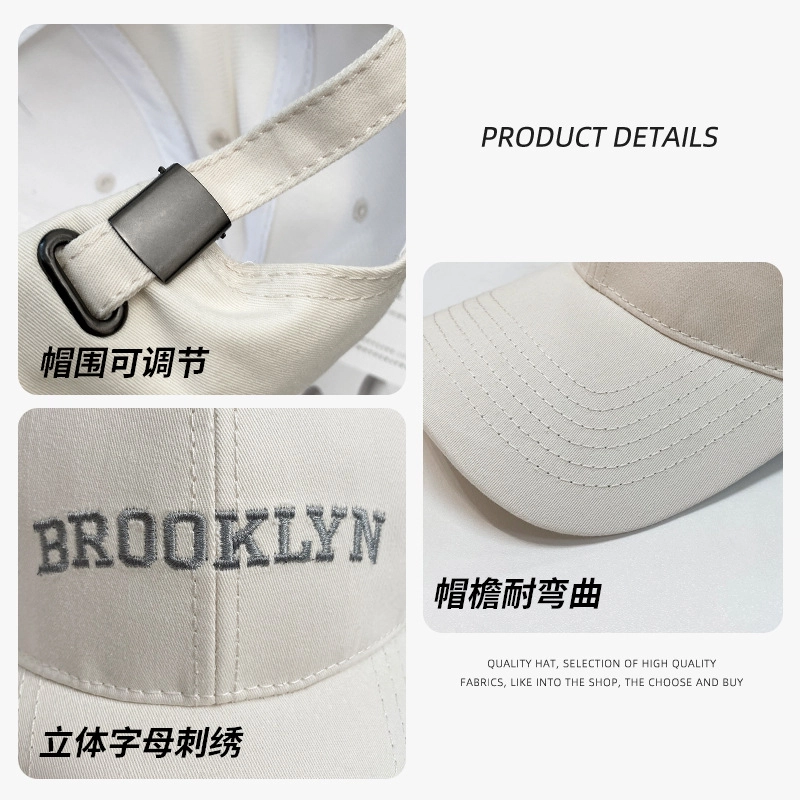 小猪班纳 韩版简约百搭街头风字母刺绣显脸小防晒遮阳 棉 鸭舌帽 男女同款情侣款