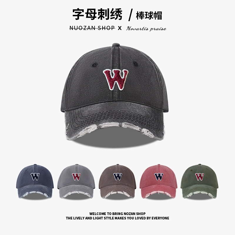小猪班纳 春夏防晒太阳字母牛仔布水洗做旧复古遮阳时尚百搭 棉 鸭舌帽 男女同款情侣款