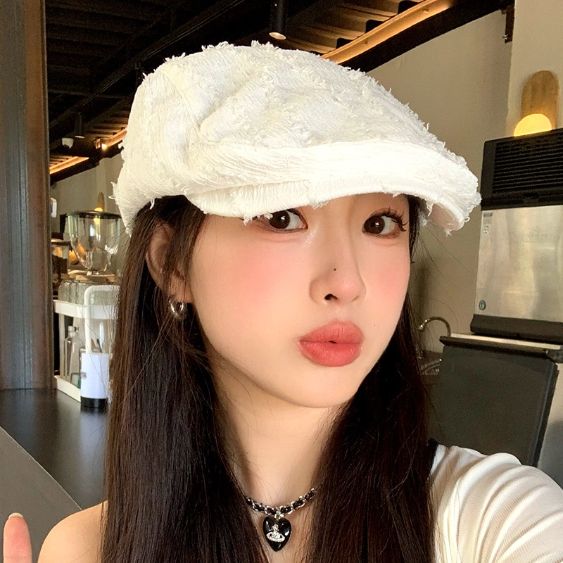 小猪班纳 风复古戴前进帽子春夏季围显英伦时尚脸小帽子潮大头帽女百搭帽子 棉 贝雷帽 女款