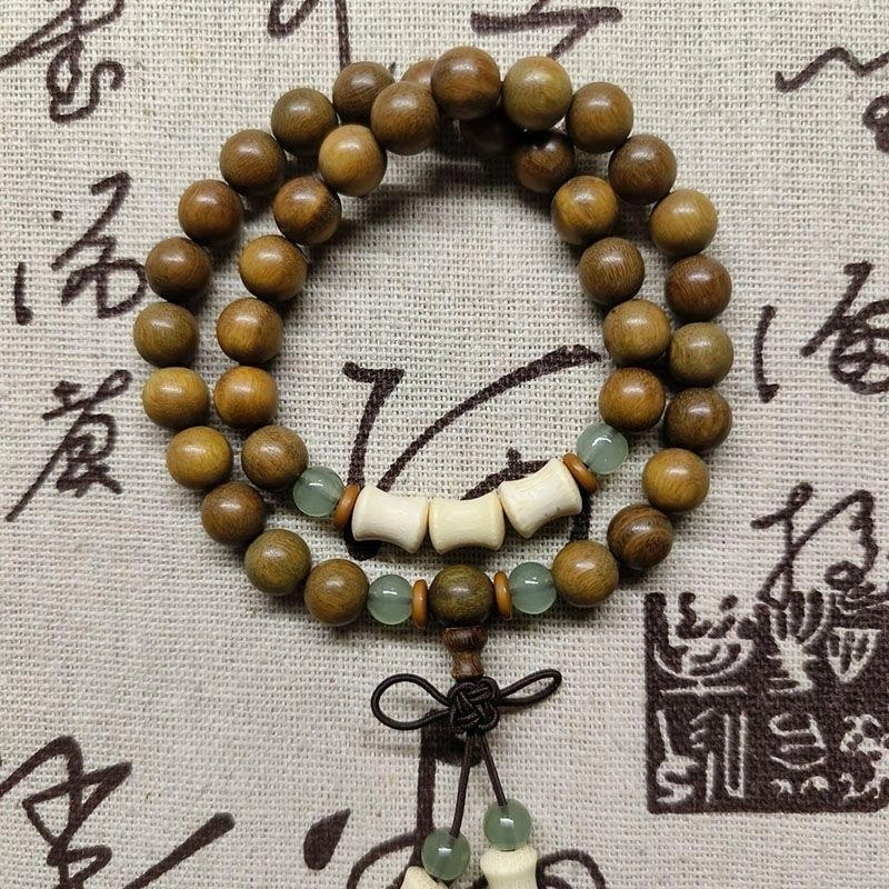 百慕眸 新中式 节节高升 国潮高级简约 精致轻奢百搭复古 绿檀 手串 男女同款情侣款