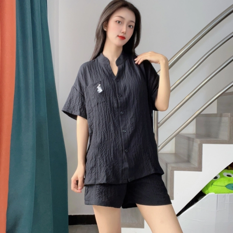 俏薇妮 俏皮兔泡泡棉短袖睡衣家居服 家居套装 黑色 女款