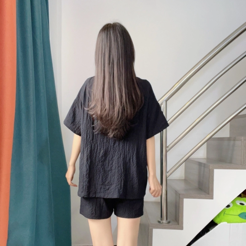 俏薇妮 俏皮兔泡泡棉短袖睡衣家居服 家居套装 黑色 女款