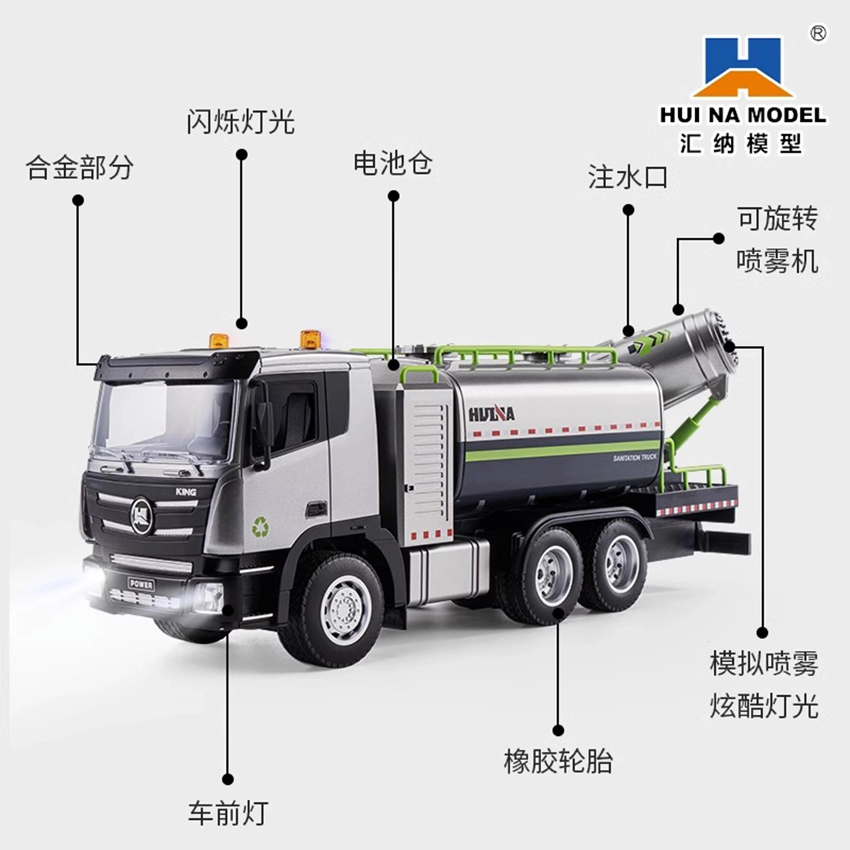 汇纳 城市环卫系列 遥控雾炮车 遥控模型 喷雾喷洒工程车