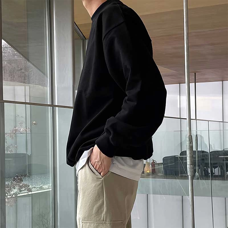我是大卫 韩系潮流百搭打底简约纯色基础款宽松卫衣 男女同款