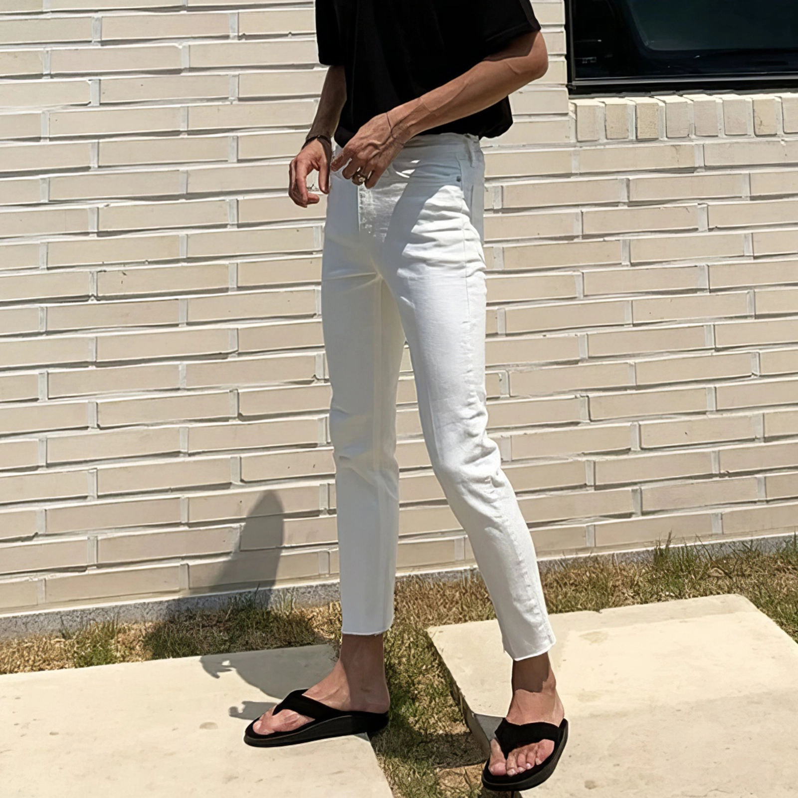我是大卫 韩版休闲时尚修身裤潮牌简约百搭牛仔裤 男女同款