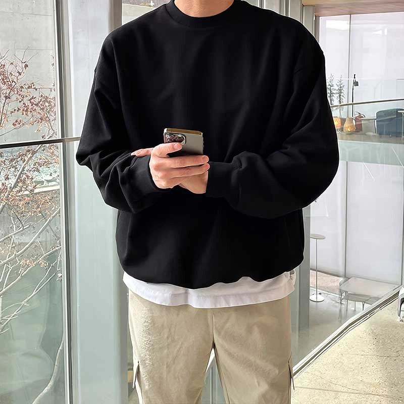 我是大卫 韩系潮流百搭打底简约纯色基础款宽松卫衣 男女同款