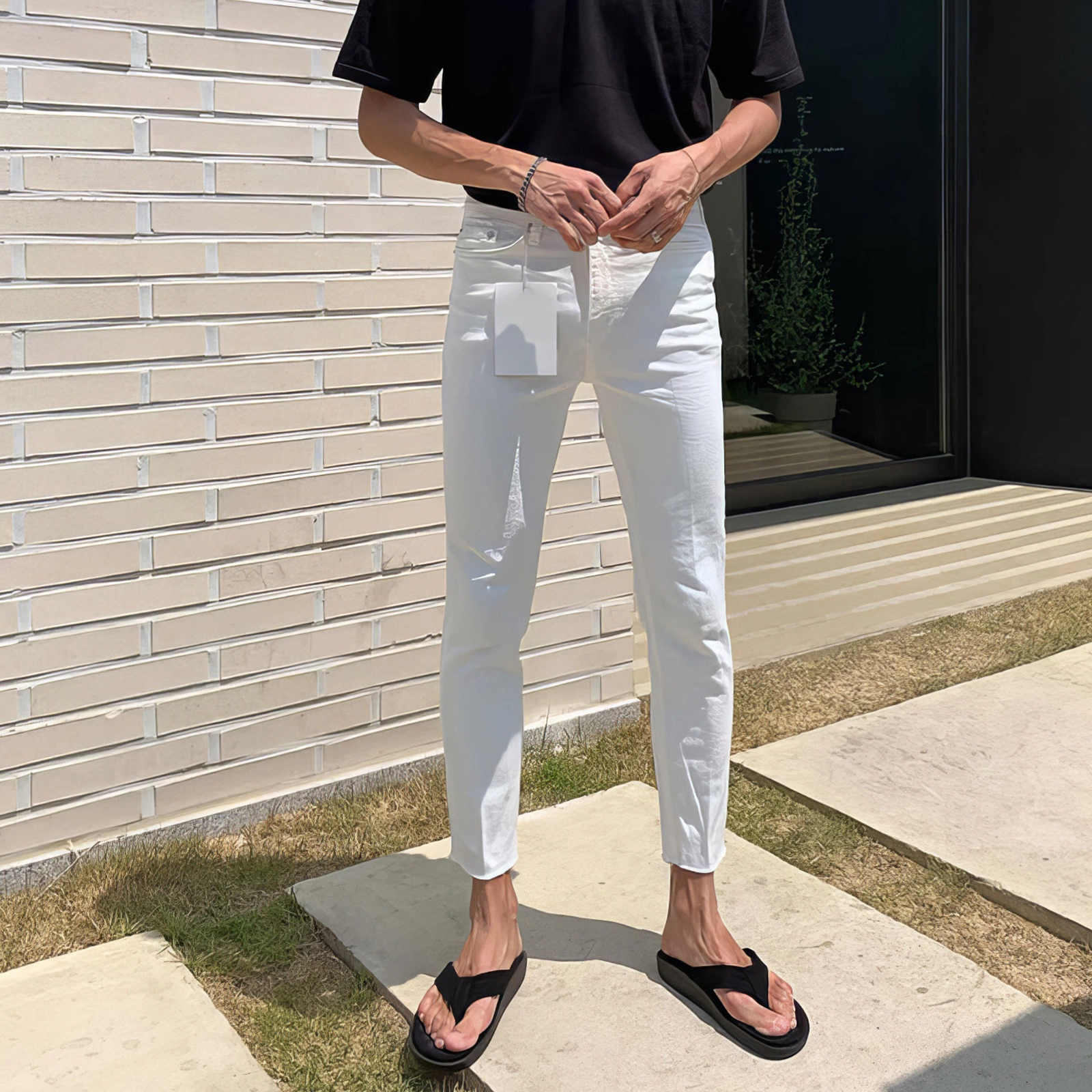 我是大卫 韩版休闲时尚修身裤潮牌简约百搭牛仔裤 男女同款