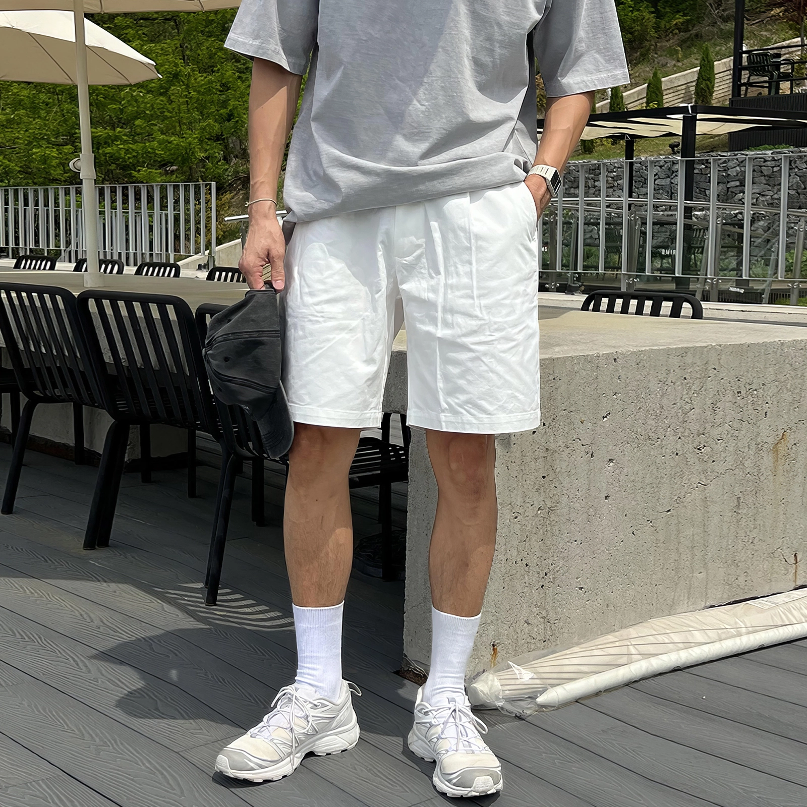 我是大卫 日系潮牌小众百搭阔腿五分裤港风宽松休闲短裤 男女同款