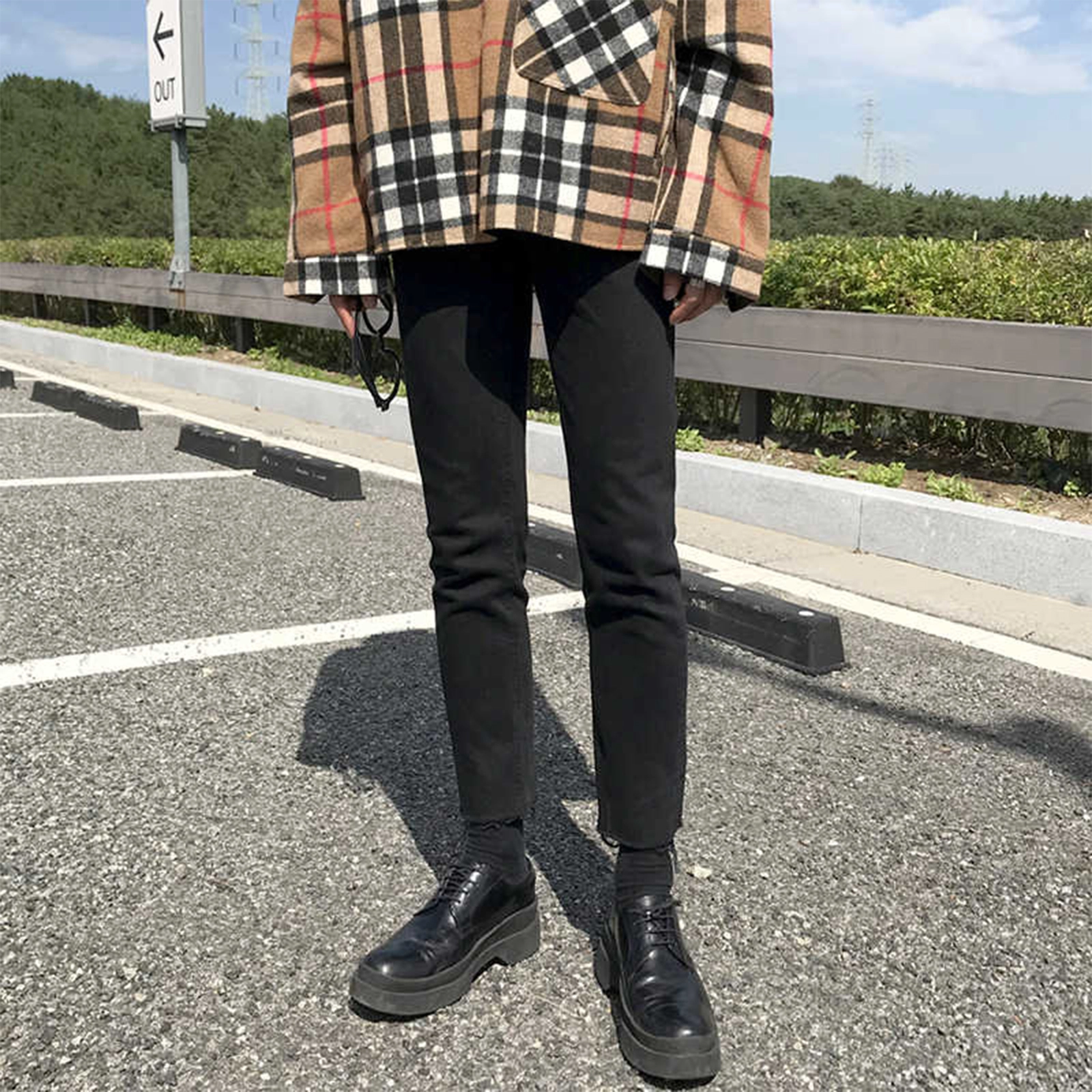 我是大卫 韩版休闲时尚修身裤潮牌简约百搭牛仔裤 男女同款