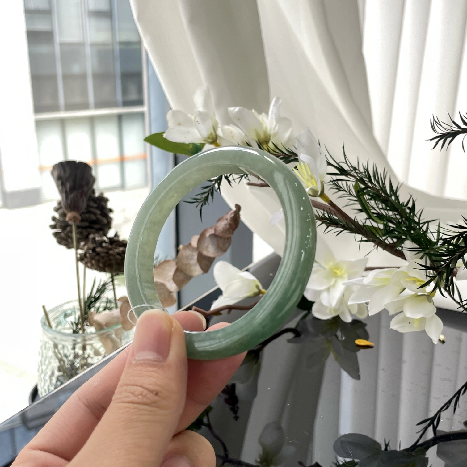 翠亨祥 气质优雅细糯晴底 糯种 翡翠手镯 女款