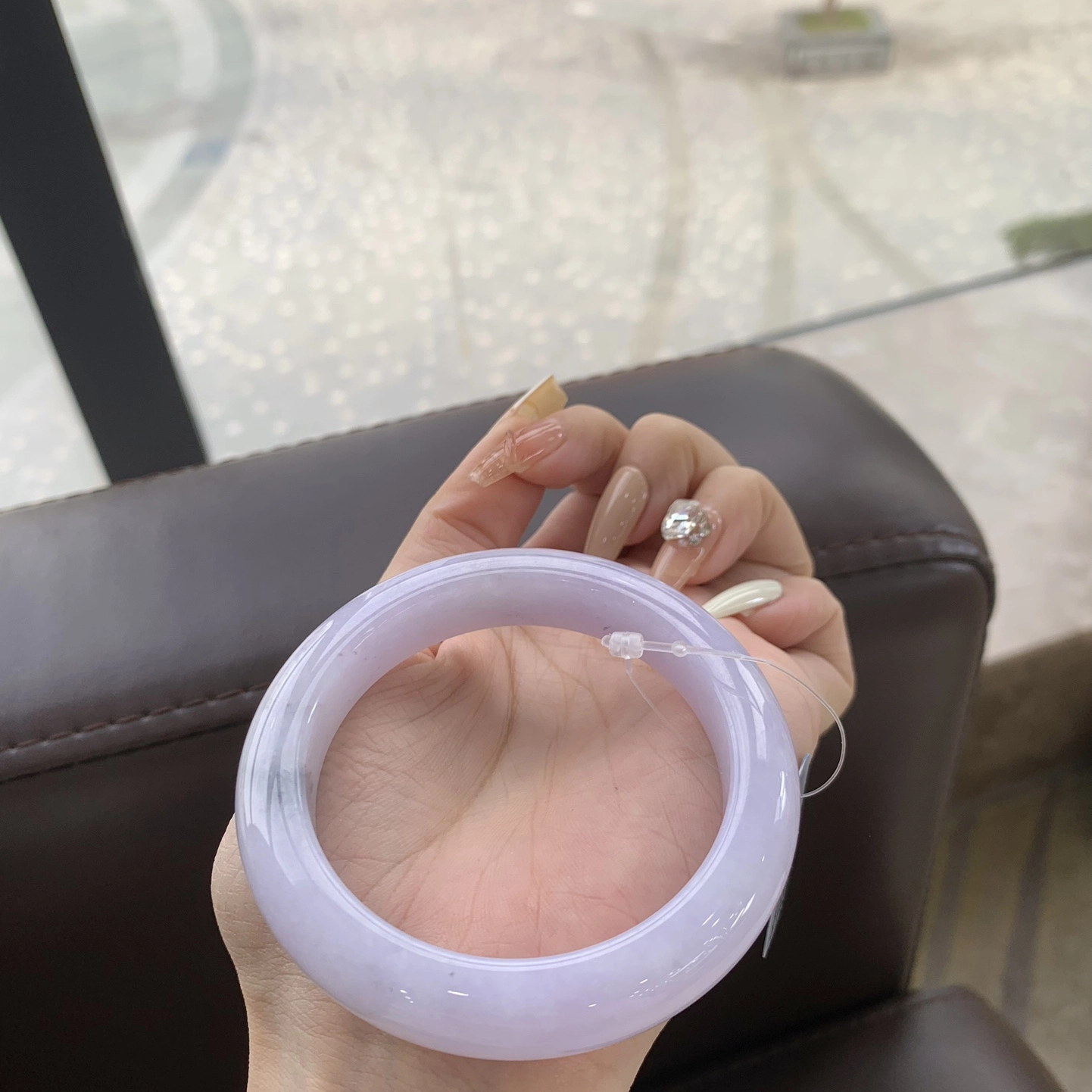 翠亨祥 细糯乌鸡粉紫底 优雅大气 糯种 翡翠手镯 女款
