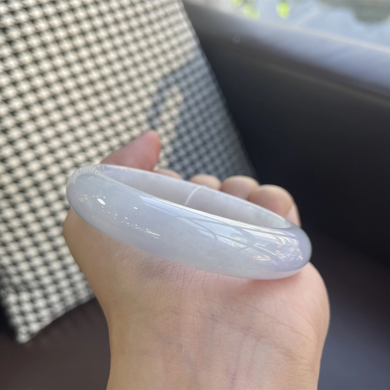 翠亨祥 淡紫气质大气 糯种 翡翠手镯 女款