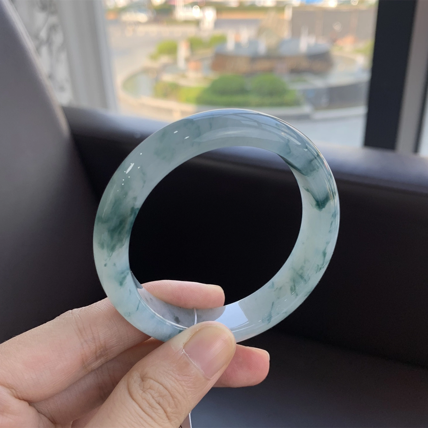 翠亨祥 灵动蓝花 优雅大气 糯种 翡翠手镯 女款