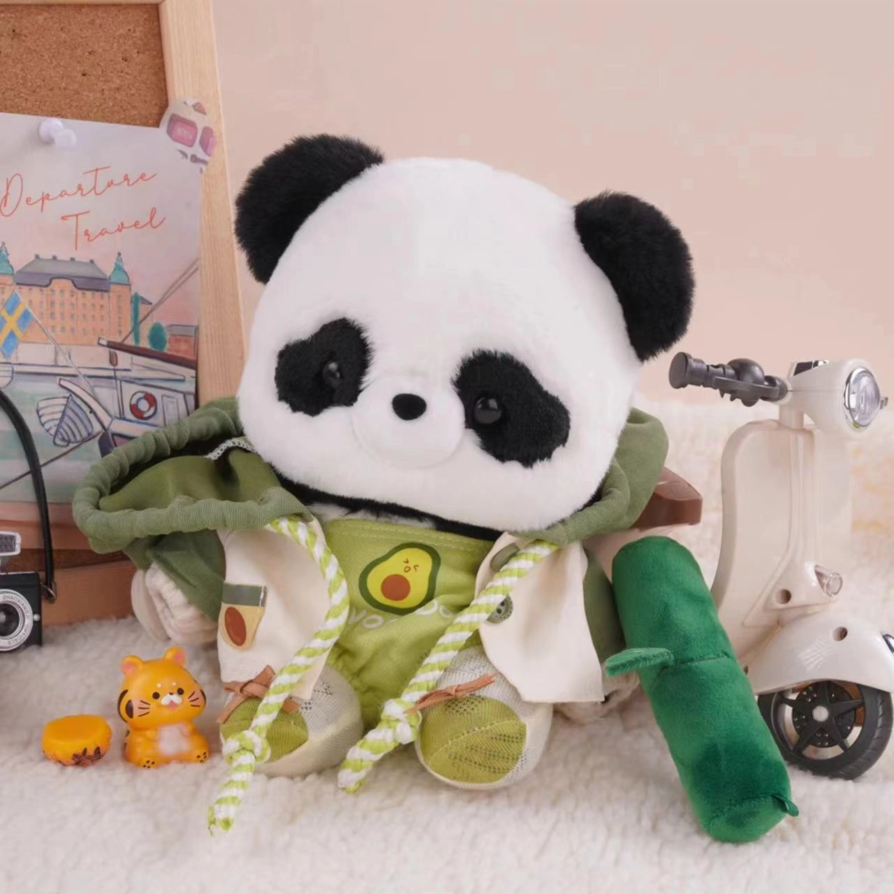 壹号梦工厂 古力古力 熊猫抱竹 棉花娃娃 富得牛油娃衣 玩偶 毛绒公仔
