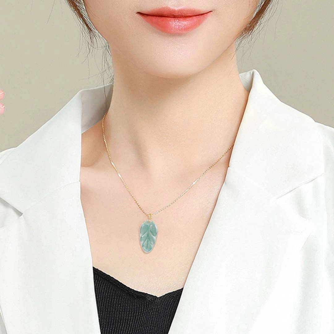 宝臻荟 蓝水树叶 温润大气 冰种 翡翠吊坠 男女同款情侣款