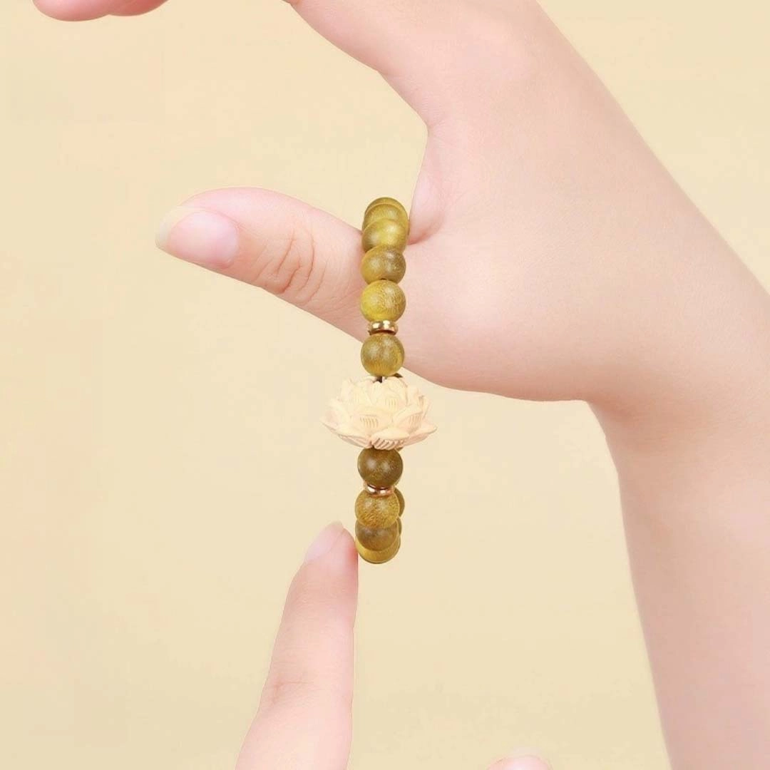 宝臻荟 小众设计 檀木 木作手串 男女同款情侣款 绿檀