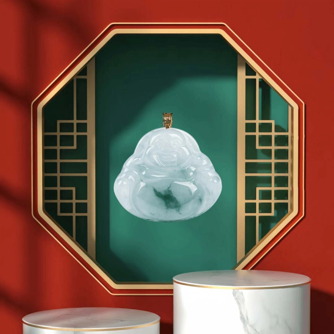 宝臻荟 国风飘花佛公 平安 转运珠 糯种 翡翠吊坠 男女同款情侣款