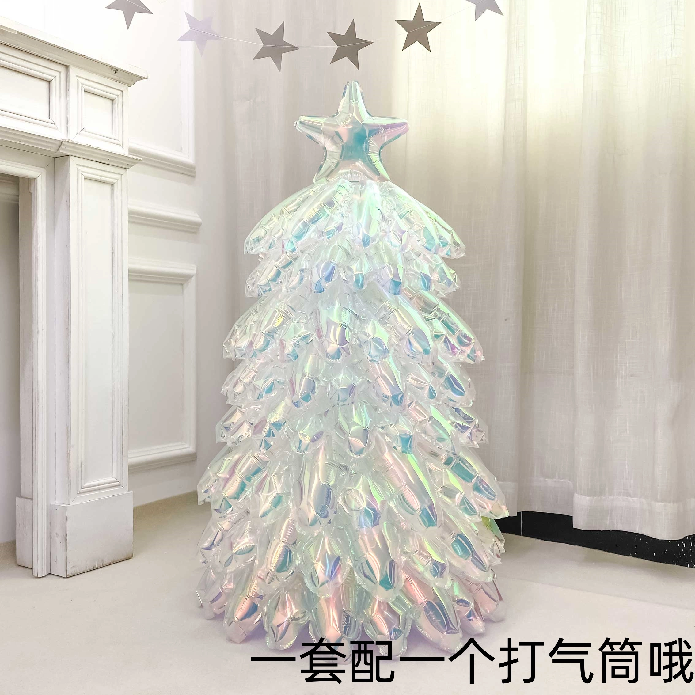 胖胖龙 立体充气水晶炫彩拼装圣诞树 主题气球站立雪人老人炫彩圣诞树气球节日派对 布置气球 玩具