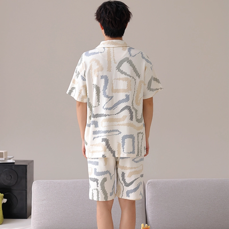 俏霓桐 可爱时尚卡通休闲简约舒适亲肤家居服可外穿睡衣套装 男款 图色