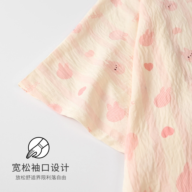 俏霓桐 简约甜美可爱卡通休闲舒适三件套家居服可外穿睡衣套装 女款 图片色
