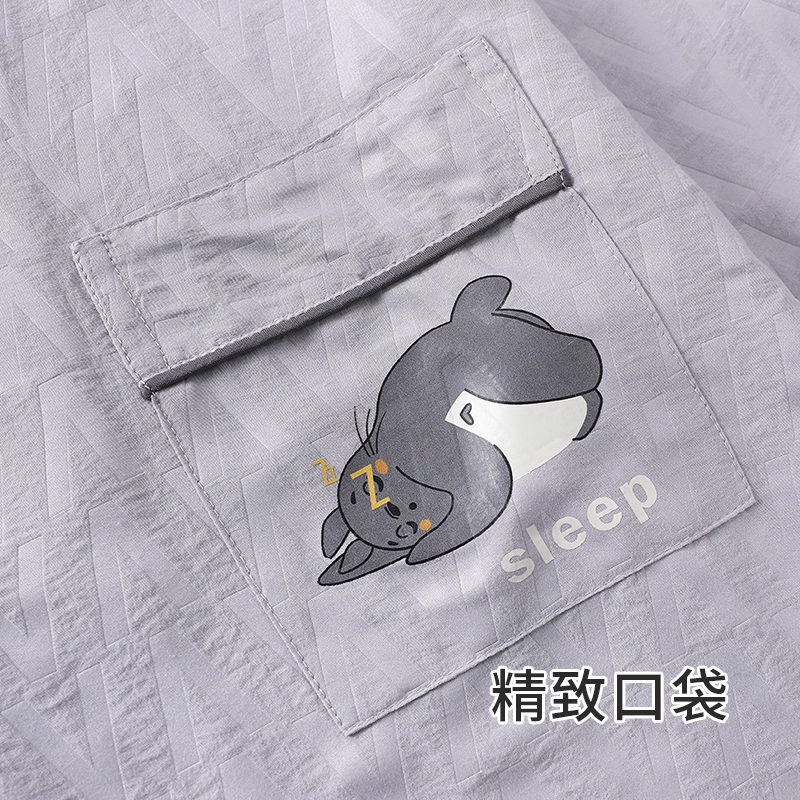俏霓桐 简约时尚卡通可爱舒适家居服可外穿睡衣套装 男款 图色