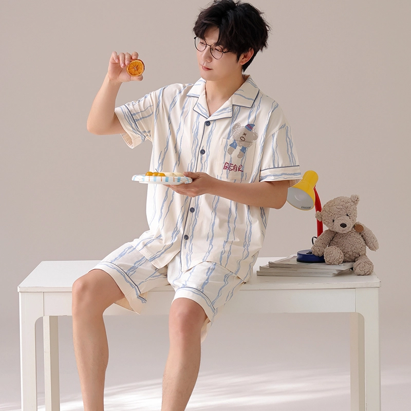 俏霓桐 可爱简约卡通休闲运动舒适亲肤家居服可外穿睡衣套装 男款 图色
