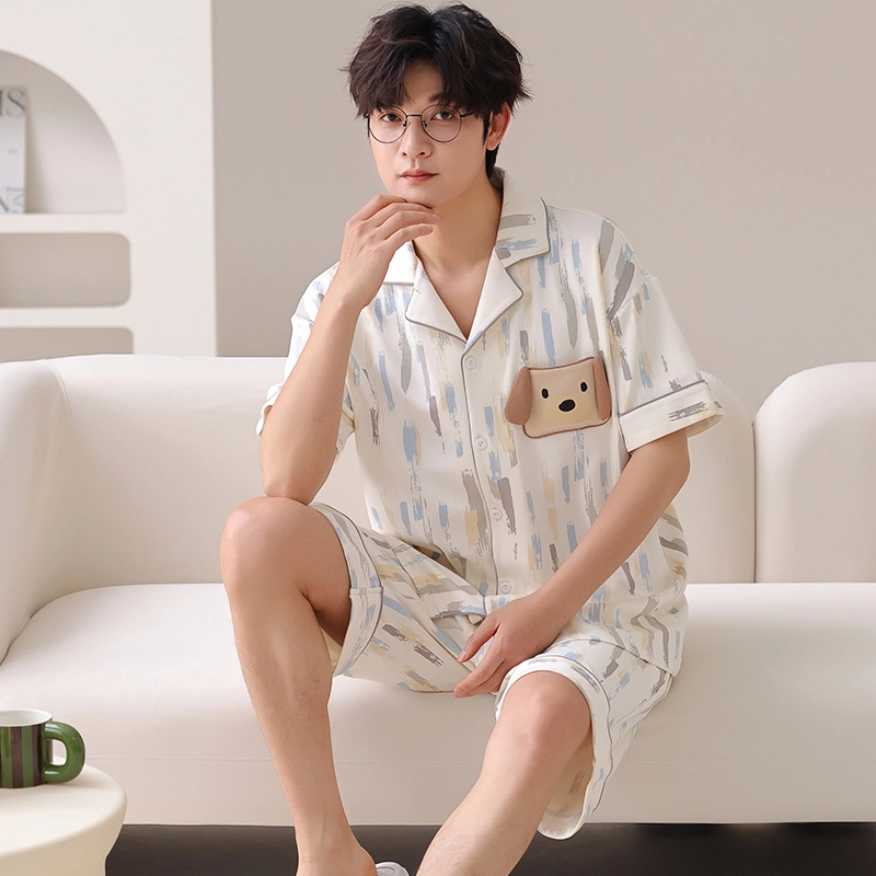 俏霓桐 可爱卡通时尚休闲简约舒适亲肤家居服可外穿睡衣套装 男款 图色