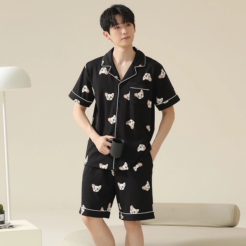 俏霓桐 时尚卡通可爱简约舒适家居服可外穿睡衣套装 男款 图色