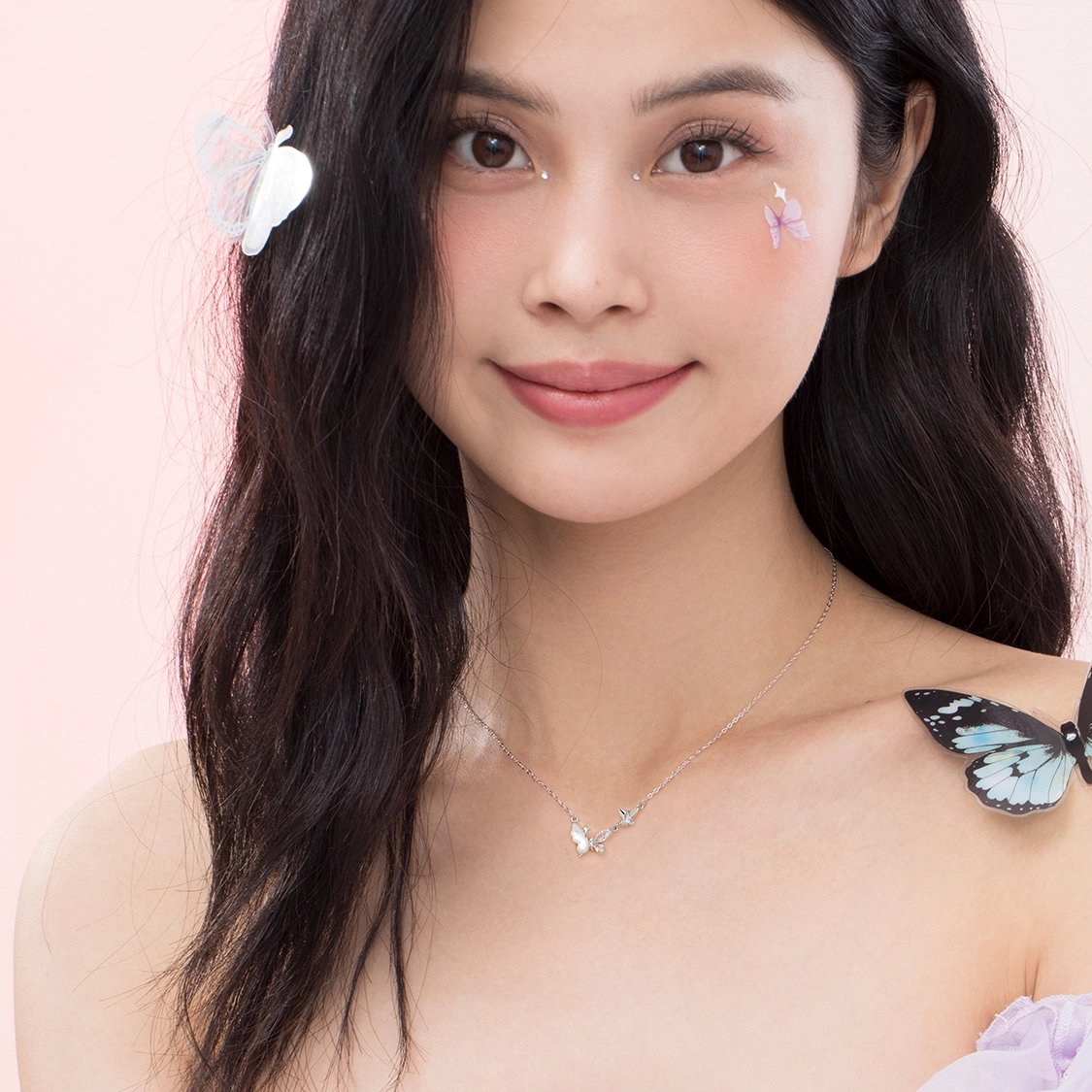 珂里 轻奢气质蝴蝶锁骨链百搭甜美小众设计高级感优雅精致 合金 项链 女款