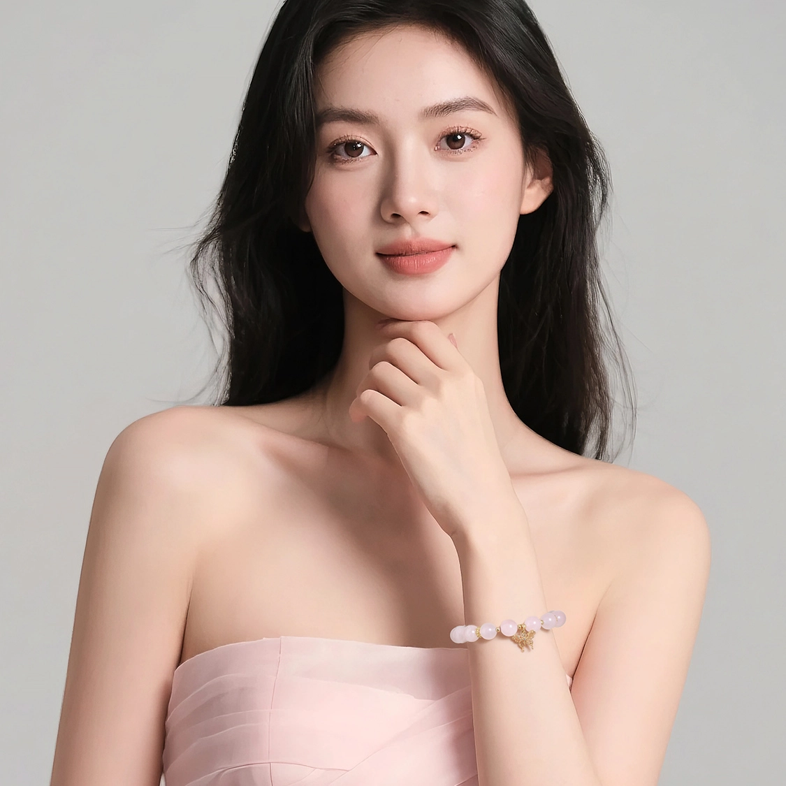 珂里 新中式国潮清冷白月光甜美轻奢高级感 转运珠 在逃公主蝴蝶 招桃花姻缘 好运合成/人造 粉水晶 手串 女款
