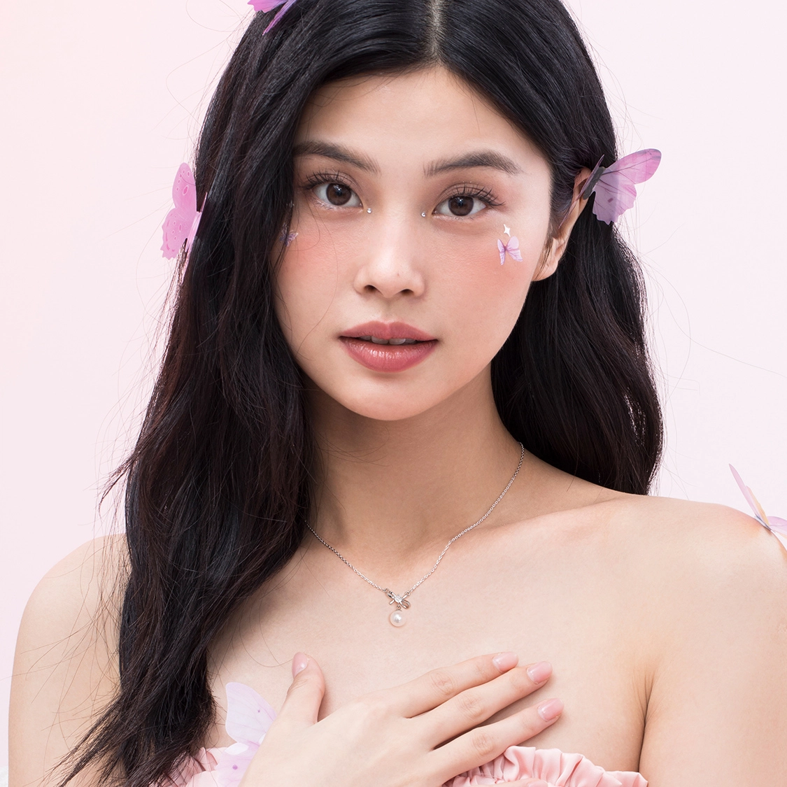 珂里 小众轻奢韩风蝴蝶结百搭小众设计甜美优雅气质 环保合金 项链 女款